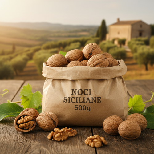 Sacchetto di noci siciliane con guscio da 500g